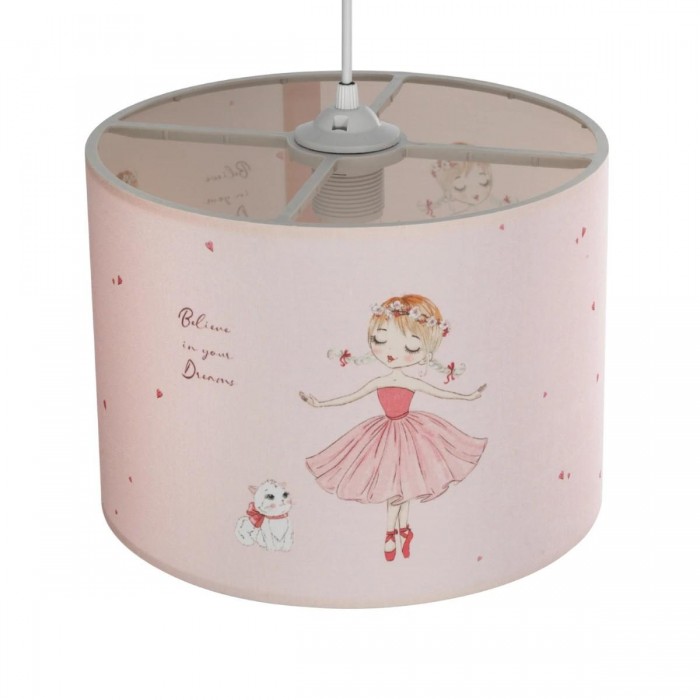 GLOBOSTAR® BALLERINA 204-0015 Παιδικό Κρεμαστό Φωτιστικό Οροφής με Ντουί 1 x E27 AC 220-240V IP20 - Ροζ - Μ28 x Π28 x Υ24cm