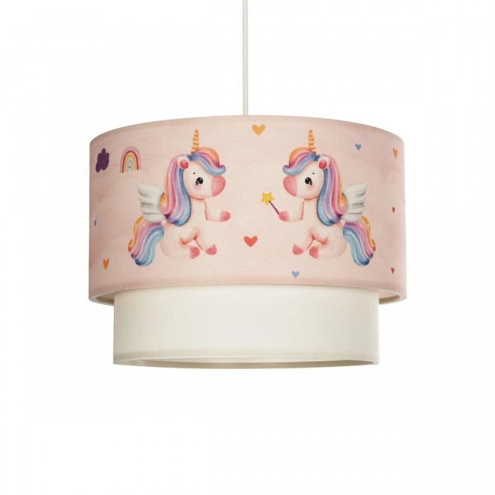 GLOBOSTAR® PONY 204-0016 Παιδικό Κρεμαστό Φωτιστικό Οροφής με Ντουί 1 x E27 AC 220-240V IP20 - Ροζ - Μ30 x Π30 x Υ24cm