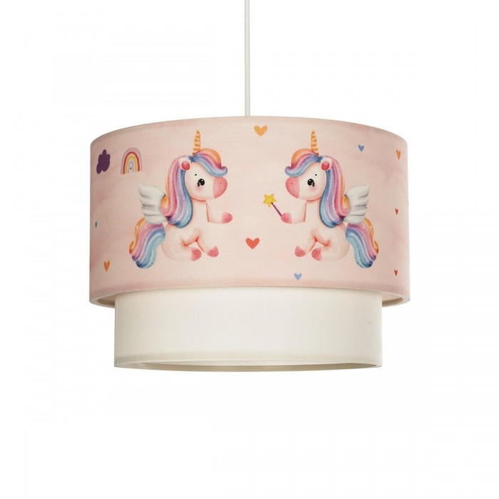 GLOBOSTAR® PONY 204-0016 Παιδικό Κρεμαστό Φωτιστικό Οροφής με Ντουί 1 x E27 AC 220-240V IP20 - Ροζ - Μ30 x Π30 x Υ24cm