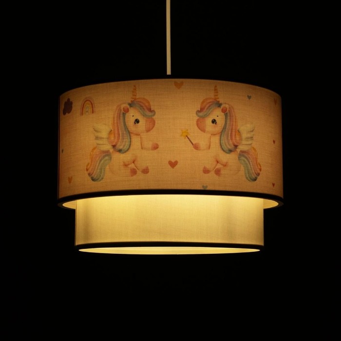 GLOBOSTAR® PONY 204-0016 Παιδικό Κρεμαστό Φωτιστικό Οροφής με Ντουί 1 x E27 AC 220-240V IP20 - Ροζ - Μ30 x Π30 x Υ24cm