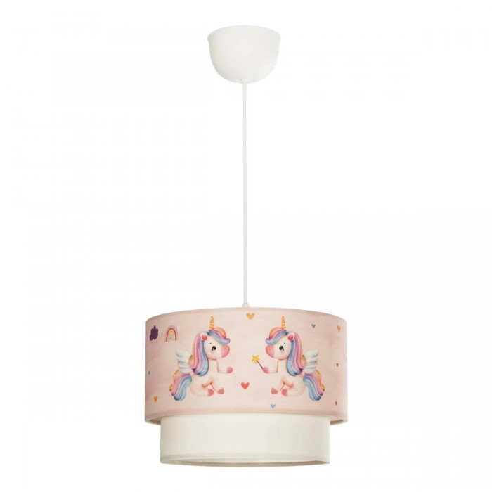 GLOBOSTAR® PONY 204-0016 Παιδικό Κρεμαστό Φωτιστικό Οροφής με Ντουί 1 x E27 AC 220-240V IP20 - Ροζ - Μ30 x Π30 x Υ24cm
