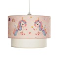 GLOBOSTAR® PONY 204-0016 Παιδικό Κρεμαστό Φωτιστικό Οροφής με Ντουί 1 x E27 AC 220-240V IP20 - Ροζ - Μ30 x Π30 x Υ24cm