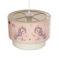 GLOBOSTAR® PONY 204-0016 Παιδικό Κρεμαστό Φωτιστικό Οροφής με Ντουί 1 x E27 AC 220-240V IP20 - Ροζ - Μ30 x Π30 x Υ24cm
