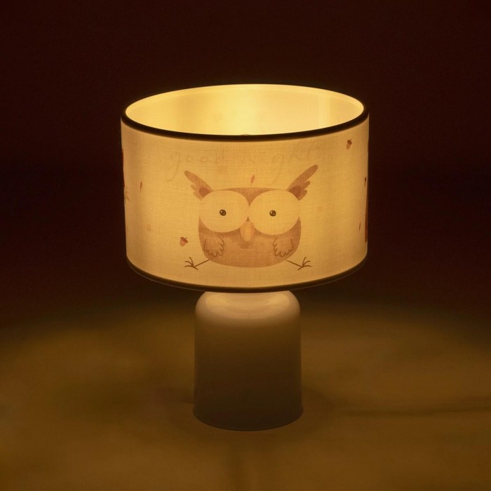 GLOBOSTAR® OWL 204-0024 Παιδικό Επιτραπέζιο Φωτιστικό Πορτατίφ με Ντουί 1 x E27 AC 220-240V IP20 - Πολύχρωμο - Μ24 x Π24 x Υ32cm