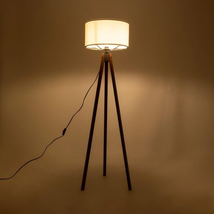 GLOBOSTAR® SAGA 204-0032 Μοντέρνο Επιδαπέδιο Φωτιστικό με Ντουί 1 x E27 AC 220-240V IP20 - Καφέ & Λευκό - Μ38 x Π38 x Υ140cm