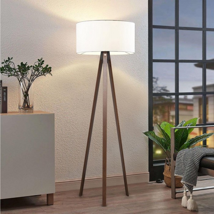 GLOBOSTAR® SAGA 204-0032 Μοντέρνο Επιδαπέδιο Φωτιστικό με Ντουί 1 x E27 AC 220-240V IP20 - Καφέ & Λευκό - Μ38 x Π38 x Υ140cm