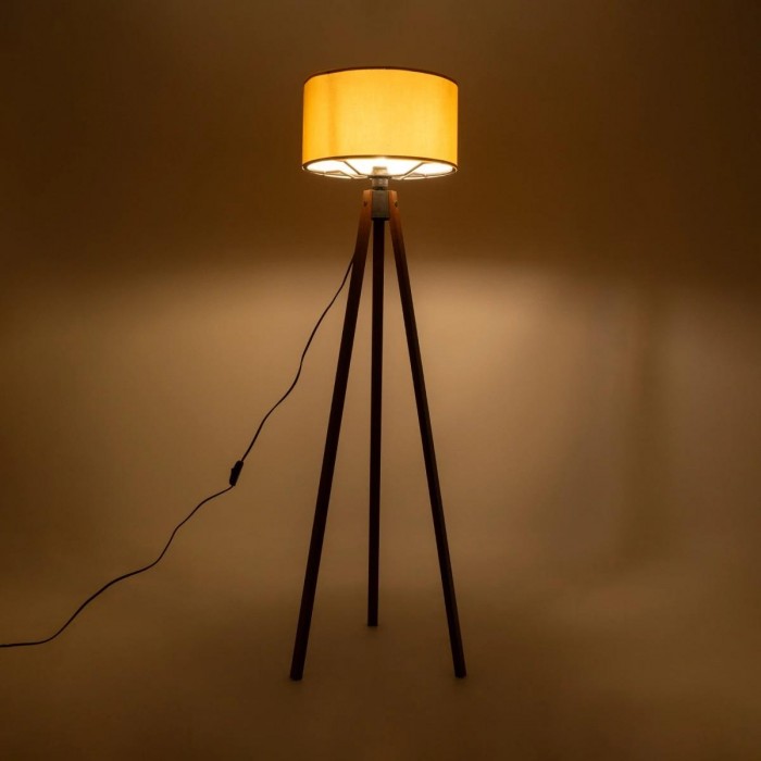 GLOBOSTAR® SAGA 204-0033 Μοντέρνο Επιδαπέδιο Φωτιστικό με Ντουί 1 x E27 AC 220-240V IP20 - Καφέ & Κίτρινο - Μ38 x Π38 x Υ140cm