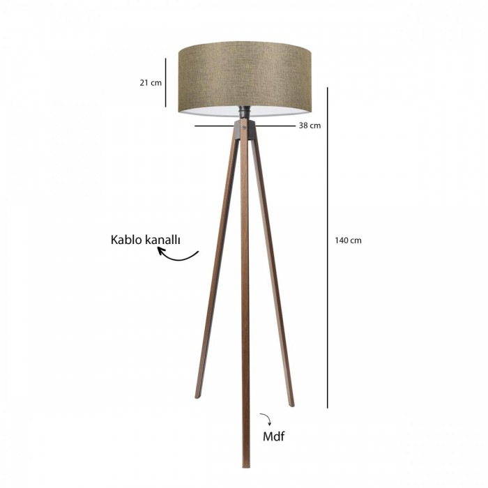 GLOBOSTAR® SAGA 204-0039 Μοντέρνο Επιδαπέδιο Φωτιστικό με Ντουί 1 x E27 AC 220-240V IP20 - Καφέ & Μπεζ - Μ38 x Π38 x Υ140cm