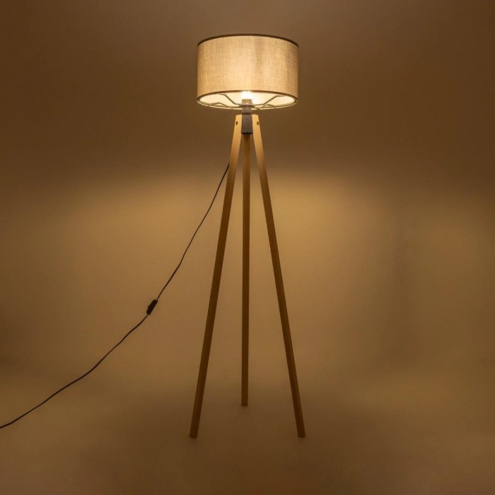 GLOBOSTAR® SAGA 204-0044 Μοντέρνο Επιδαπέδιο Φωτιστικό με Ντουί 1 x E27 AC 220-240V IP20 - Μπεζ & Γκρι - Μ38 x Π38 x Υ140cm