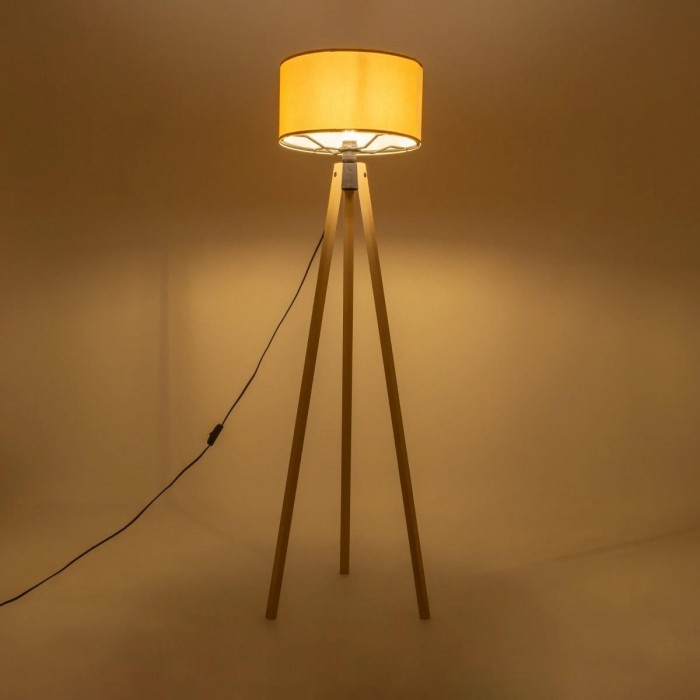 GLOBOSTAR® SAGA 204-0045 Μοντέρνο Επιδαπέδιο Φωτιστικό με Ντουί 1 x E27 AC 220-240V IP20 - Μπεζ & Κίτρινο - Μ38 x Π38 x Υ140cm