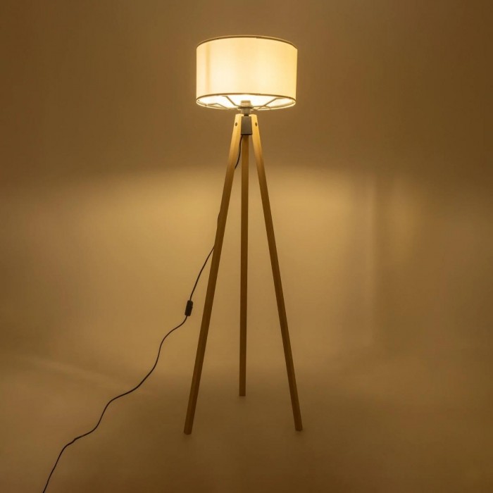 GLOBOSTAR® SAGA 204-0046 Μοντέρνο Επιδαπέδιο Φωτιστικό με Ντουί 1 x E27 AC 220-240V IP20 - Μπεζ & Λευκό - Μ38 x Π38 x Υ140cm