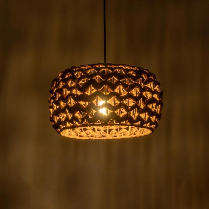 GLOBOSTAR® SAND 204-0159 Boho Κρεμαστό Φωτιστικό Οροφής με Ντουί 1 x E27 AC 220-240V IP20 - Καφέ - Μ30 x Π30 x Υ18cm