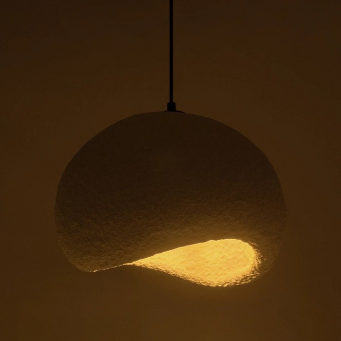 GLOBOSTAR® STONE 204-0176 Μοντέρνο Κρεμαστό Φωτιστικό Οροφής με Ντουί 1 x E27 AC 220-240V IP20 - Λευκό - Μ31.5 x Π35 x Υ26cm