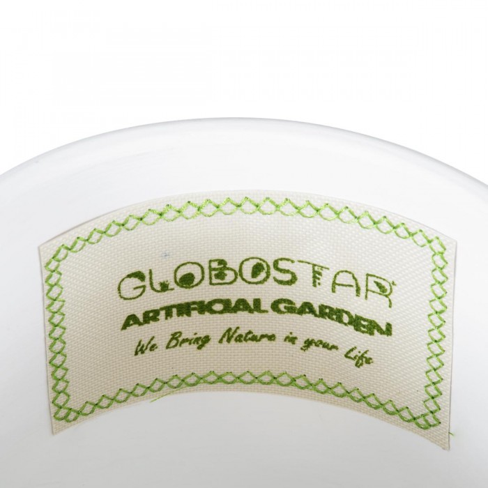 GloboStar® Artificial Garden KASOS 20444 Πήλινο Κεραμικό Κασπώ Γλάστρα - Flower Pot Λευκό με Χρυσό Φ15cm x Υ15cm