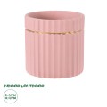 GloboStar® Artificial Garden RETHYMNO 20456 Πήλινο Κεραμικό Κασπώ Γλάστρα - Flower Pot Ροζ με Χρυσό Φ17cm x Υ17cm