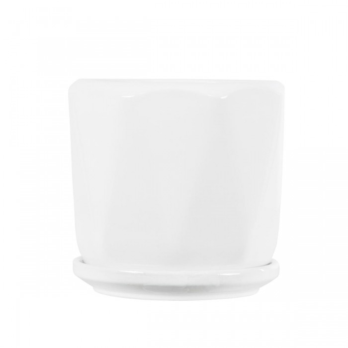 GloboStar® Artificial Garden KARPATHOS 20463 ΣΕΤ 3 Πήλινα Κεραμικά Κασπώ Γλάστρες - Flower Pots Λευκό A:Φ10cm x Υ10cm B:Φ13cm x Υ13.5cm C:Φ16cm x Υ16.5cm