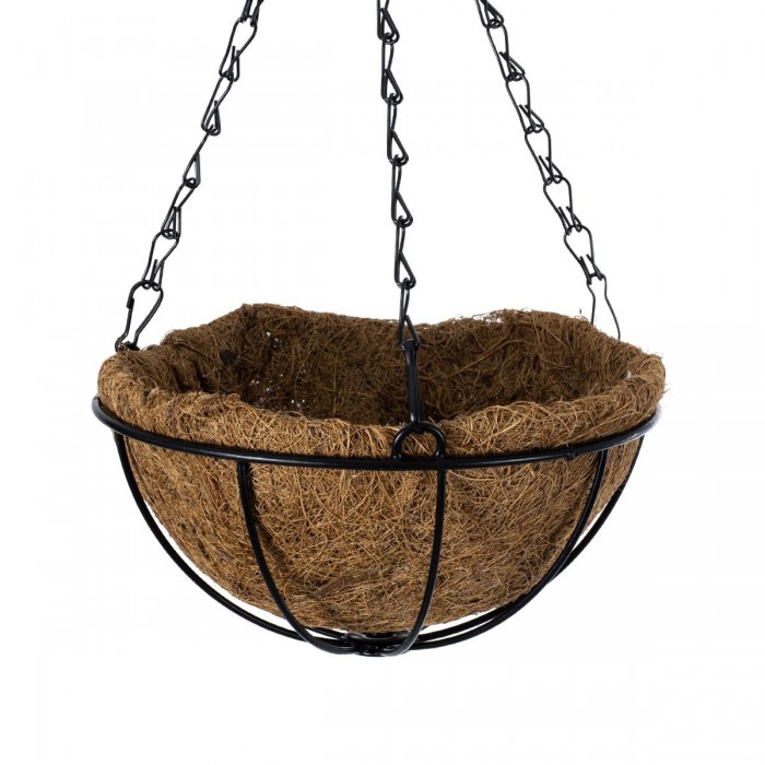 GloboStar® Artificial Garden SALAMINA 20479 Κρεμαστό Κασπώ Γλάστρα - Flower Pot από Φλοιό Καρύδας Καφέ Φ20cm x Υ10cm