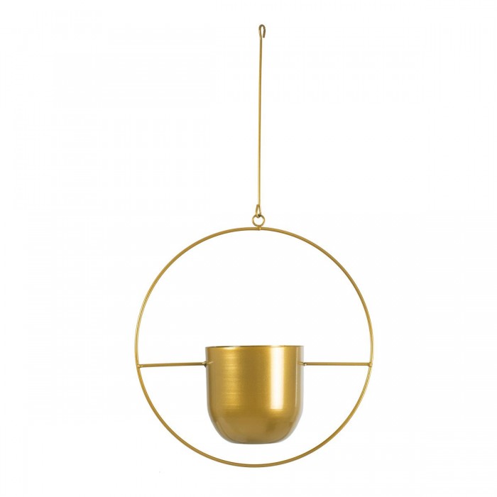 GloboStar® Artificial Garden TILOS 20486 Κρεμαστό Μεταλλικό Κασπώ Γλάστρα - Flower Pot Χρυσό Φ35cm x Υ15cm