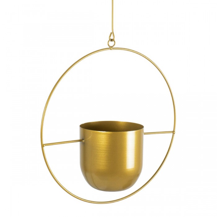 GloboStar® Artificial Garden TILOS 20486 Κρεμαστό Μεταλλικό Κασπώ Γλάστρα - Flower Pot Χρυσό Φ35cm x Υ15cm