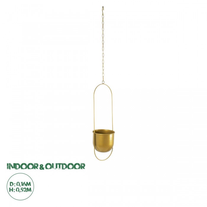 GloboStar® Artificial Garden NISYROS 20488 Κρεμαστό Μεταλλικό Κασπώ Γλάστρα - Flower Pot Χρυσό Φ16cm x Υ52cm