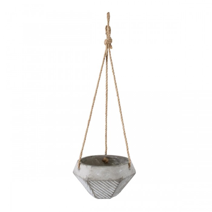 GloboStar® Artificial Garden SARAKINIKO 20490 Κρεμαστό Πήλινο Κεραμικό Κασπώ Γλάστρα - Flower Pot Γκρι Φ10cm x Υ36cm