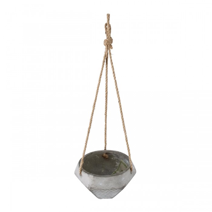 GloboStar® Artificial Garden SARAKINIKO 20490 Κρεμαστό Πήλινο Κεραμικό Κασπώ Γλάστρα - Flower Pot Γκρι Φ10cm x Υ36cm