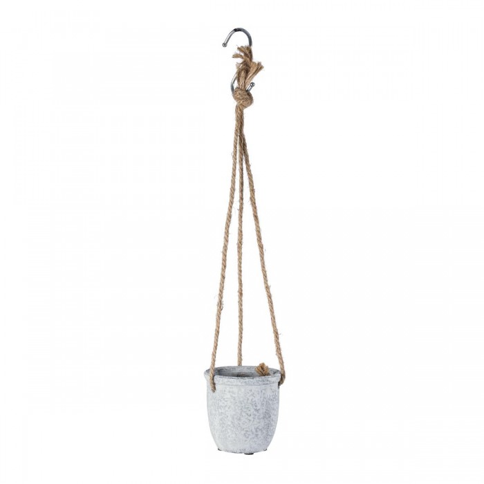 GloboStar® Artificial Garden SCORPIOS 20491 Κρεμαστό Πήλινο Κεραμικό Κασπώ Γλάστρα - Flower Pot Γκρι Φ8.5cm x Υ36cm