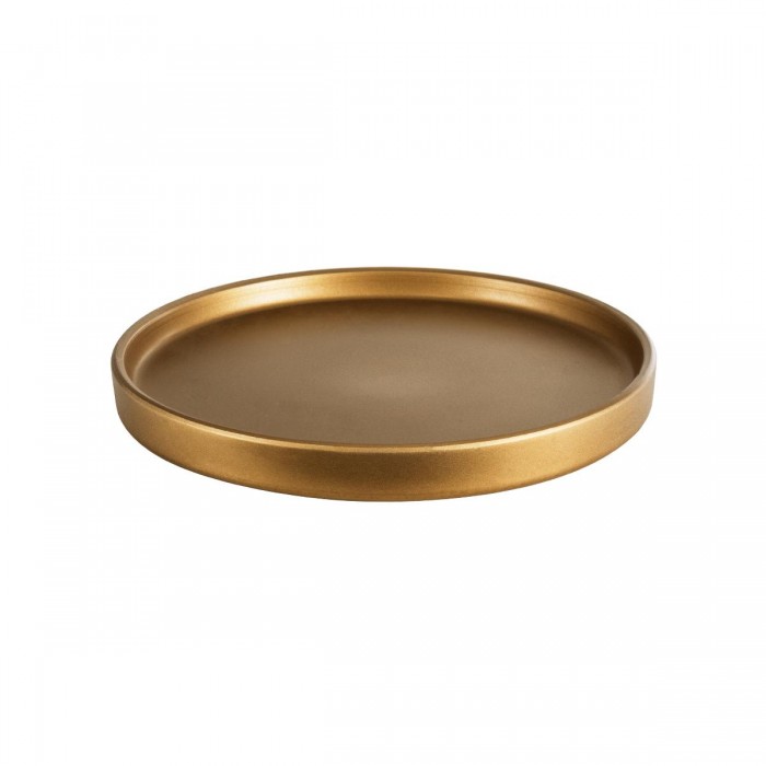 GloboStar® Artificial Garden NAPOLI 20495 Διακοσμητικό Κεραμικό Κασπώ Γλάστρα - Flower Pot Γκρι Μπλε με Χρυσό Φ20 x Υ20cm