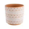 GloboStar® Artificial Garden INDIA 20497 Διακοσμητικό Κεραμικό Κασπώ Γλάστρα - Flower Pot Λευκό με Πορτοκαλί Φ14.5 x Υ13.5cm GloboStar® Artificial Garden INDIA 20497 Διακοσμητικό Κεραμικό Κασπώ Γλάστρα - Flower Pot Λευκό με Πορτοκαλί Φ14.5 x Υ13.5cm