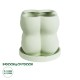 GloboStar® Artificial Garden ATHENA 20499 Διακοσμητικό Κεραμικό Κασπώ Γλάστρα - Flower Pot Πράσινο Ανοιχτό Μ13 x Π13 x Υ14cm