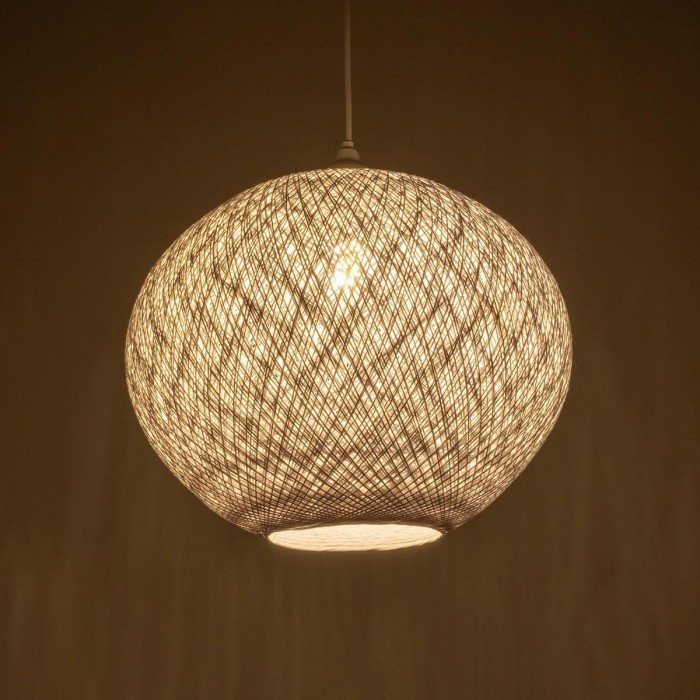 GLOBOSTAR® SOLEI 205-0007 Boho Κρεμαστό Φωτιστικό Οροφής με Ντουί 1 x E27 AC 220-240V IP20 - Λευκό - M40 x Π40 x Υ36cm