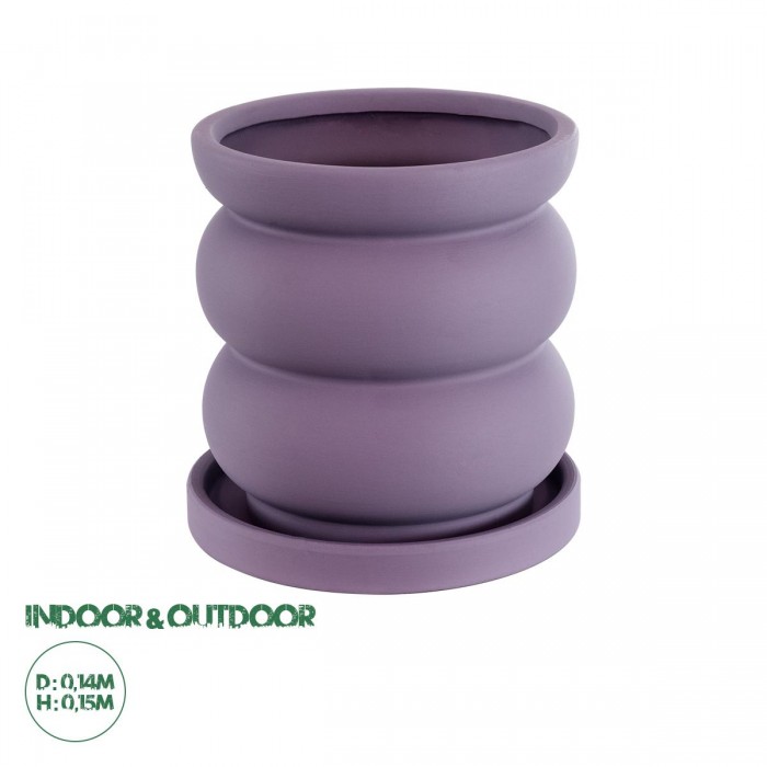 GloboStar® Artificial Garden BOGOTA 20500 Διακοσμητικό Κεραμικό Κασπώ Γλάστρα - Flower Pot Μωβ Φ14 x Υ15cm