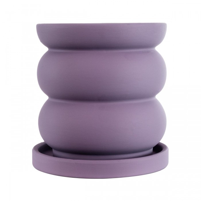 GloboStar® Artificial Garden BOGOTA 20500 Διακοσμητικό Κεραμικό Κασπώ Γλάστρα - Flower Pot Μωβ Φ14 x Υ15cm