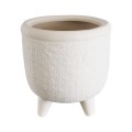 GloboStar® Artificial Garden YUKATAN 20513 Διακοσμητικό Κεραμικό Κασπώ Γλάστρα - Flower Pot Μπεζ Φ16 x Υ17.5cm