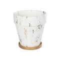 GloboStar® Artificial Garden DENPASAR 20526 Διακοσμητική Κεραμική Γλάστρα Λευκή με Χρυσό Μ20 x Π20 x Υ21 cm GloboStar® Artificial Garden DENPASAR 20526 Διακοσμητική Κεραμική Γλάστρα Λευκή με Χρυσό Μ20 x Π20 x Υ21 cm
