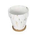 GloboStar® Artificial Garden DENPASAR 20526 Διακοσμητική Κεραμική Γλάστρα Λευκή με Χρυσό Μ20 x Π20 x Υ21 cm GloboStar® Artificial Garden DENPASAR 20526 Διακοσμητική Κεραμική Γλάστρα Λευκή με Χρυσό Μ20 x Π20 x Υ21 cm