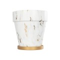 GloboStar® Artificial Garden DENPASAR 20526 Διακοσμητική Κεραμική Γλάστρα Λευκή με Χρυσό Μ20 x Π20 x Υ21 cm GloboStar® Artificial Garden DENPASAR 20526 Διακοσμητική Κεραμική Γλάστρα Λευκή με Χρυσό Μ20 x Π20 x Υ21 cm