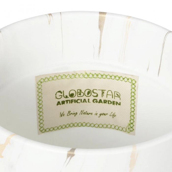 GloboStar® Artificial Garden DENPASAR 20526 Διακοσμητική Κεραμική Γλάστρα Λευκή με Χρυσό Μ20 x Π20 x Υ21 cm GloboStar® Artificial Garden DENPASAR 20526 Διακοσμητική Κεραμική Γλάστρα Λευκή με Χρυσό Μ20 x Π20 x Υ21 cm
