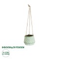 GloboStar® Artificial Garden BUBASTIS 20527 Κρεμαστό Διακοσμητικό Κεραμικό Κασπώ Γλάστρα - Flower Pot Λευκό με Πράσινο Φ13 x Υ10.5cm