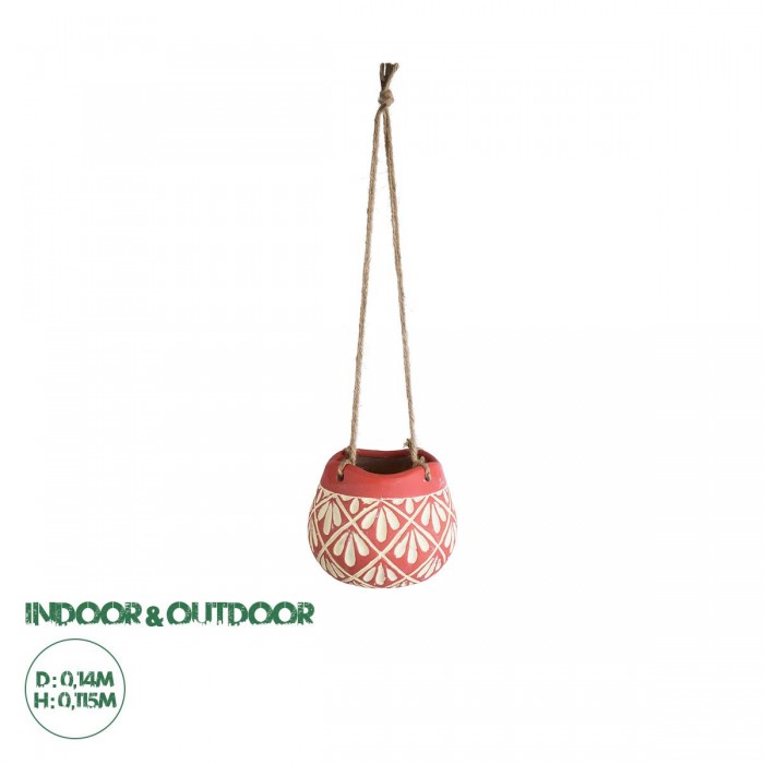 GloboStar® Artificial Garden AFRICA 20530 Κρεμαστό Διακοσμητικό Κεραμικό Κασπώ Γλάστρα - Flower Pot Κόκκινο με Μπεζ Φ14 x Υ11.5cm GloboStar® Artificial Garden AFRICA 20530 Κρεμαστό Διακοσμητικό Κεραμικό Κασπώ Γλάστρα - Flower Pot Κόκκινο με Μπεζ Φ14 x Υ11.5cm