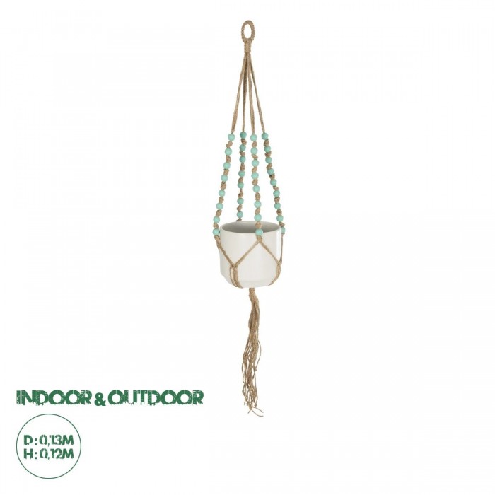 GloboStar® Artificial Garden PUEBLO 20532 Διακοσμητική Κεραμική Γλάστρα Λευκή με Μακραμέ Μ13 x Π13 x Υ12 cm GloboStar® Artificial Garden PUEBLO 20532 Διακοσμητική Κεραμική Γλάστρα Λευκή με Μακραμέ Μ13 x Π13 x Υ12 cm