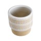 GloboStar® Artificial Garden AMARETTO 20543 Διακοσμητικό Κεραμικό Κασπώ Γλάστρα - Flower Pot Μπεζ με Λευκό Φ11 x Υ11cm