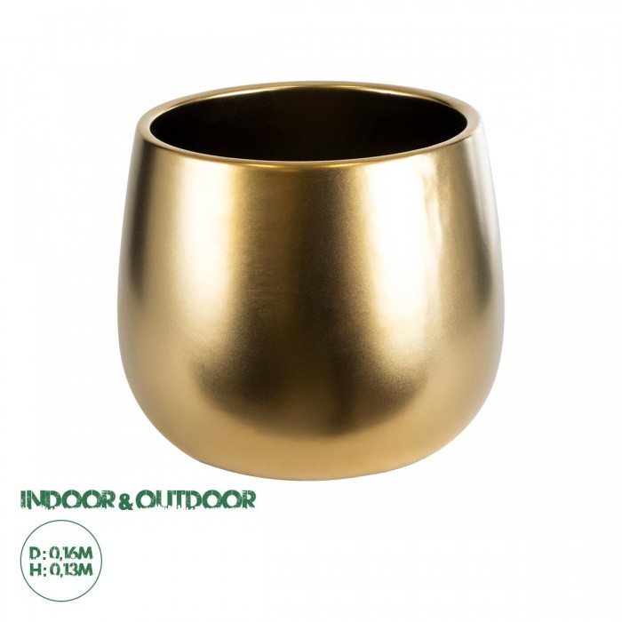 GloboStar® Artificial Garden SIDNEY 20548 Διακοσμητικό Κεραμικό Κασπώ Γλάστρα - Flower Pot Χρυσό Φ16 x Υ13cm