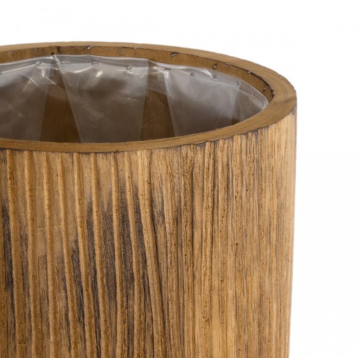 GloboStar® Artificial Garden JAMAICA 20555 Διακοσμητικό Ξύλινο Κασπώ Γλάστρα - Flower Pot Καφέ Φ27 x Υ61cm