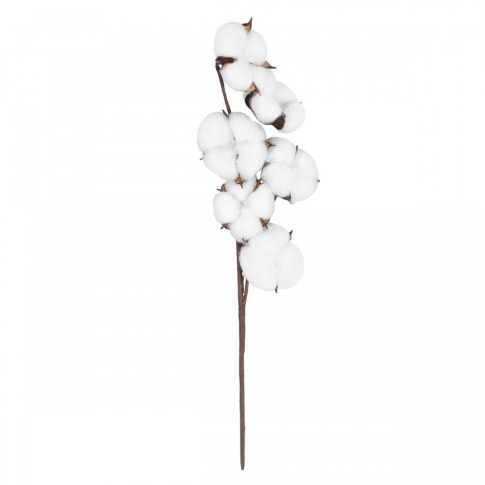 GloboStar® Artificial Garden COTTON BRANCH 20558 Τεχνητό Διακοσμητικό Κλαδί βαμβάκι Υ45cm