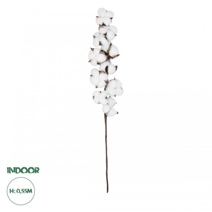 GloboStar® Artificial Garden COTTON BRANCH 20559 Τεχνητό Διακοσμητικό Κλαδί βαμβάκι Y55cm