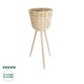 GloboStar® Artificial Garden LIMNOS 20582 Διακοσμητικό Πλεκτό Κασπώ Γλάστρα - Flower Pot Μπεζ με Μπεζ Ξύλο Φ26 x Υ66cm GloboStar® Artificial Garden LIMNOS 20582 Διακοσμητικό Πλεκτό Κασπώ Γλάστρα - Flower Pot Μπεζ με Μπεζ Ξύλο Φ26 x Υ66cm