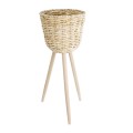 GloboStar® Artificial Garden LIMNOS 20582 Διακοσμητικό Πλεκτό Κασπώ Γλάστρα - Flower Pot Μπεζ με Μπεζ Ξύλο Φ26 x Υ66cm GloboStar® Artificial Garden LIMNOS 20582 Διακοσμητικό Πλεκτό Κασπώ Γλάστρα - Flower Pot Μπεζ με Μπεζ Ξύλο Φ26 x Υ66cm
