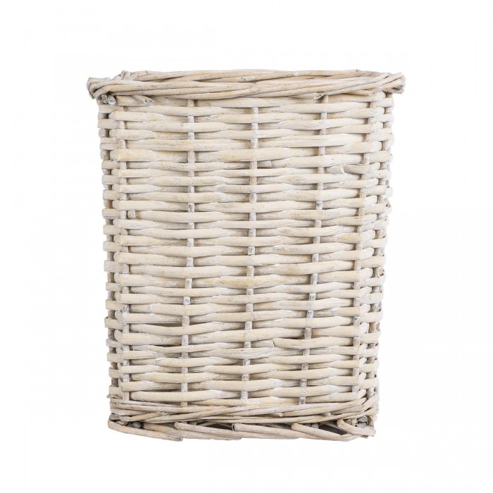 GloboStar® Artificial Garden KYOTO 20590 Διακοσμητικό Πλεκτό Καλάθι - Κασπώ Γλάστρα - Flower Pot Λευκό με Μπεζ Φ22 x Υ25cm