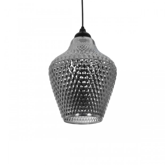 GLOBOSTAR® SKLO 206-0024 Μοντέρνο Κρεμαστό Φωτιστικό Οροφής με Ντουί 1 x E27 AC 220-240V IP20 - Μαύρο Φιμέ - Μ22 x Π22 x Υ31cm